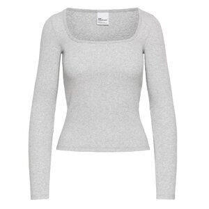 Aritzia TNA HomeStretch square neck grey long sleeve top